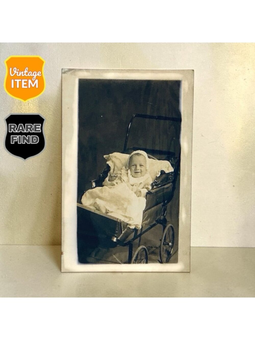 Old Antique Real Photo Postcard of Cute Baby Girl. 5.5 x 3.5